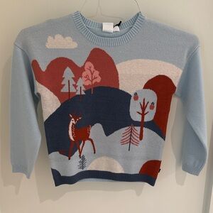Kids' Blue and Red Deer Sweater
